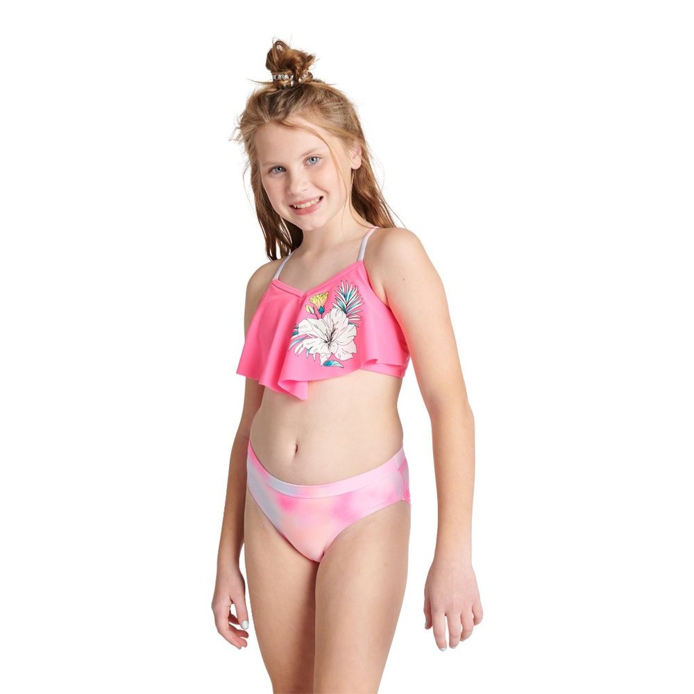 Justice Girls 2 Piece Flounce Top Bikini Swimsuit